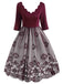 Robe Vintage Année 50 en Dentelle à Manches Longues Col V Soirée Cocktail