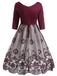 Robe Vintage Année 50 en Dentelle à Manches Longues Col V Soirée Cocktail