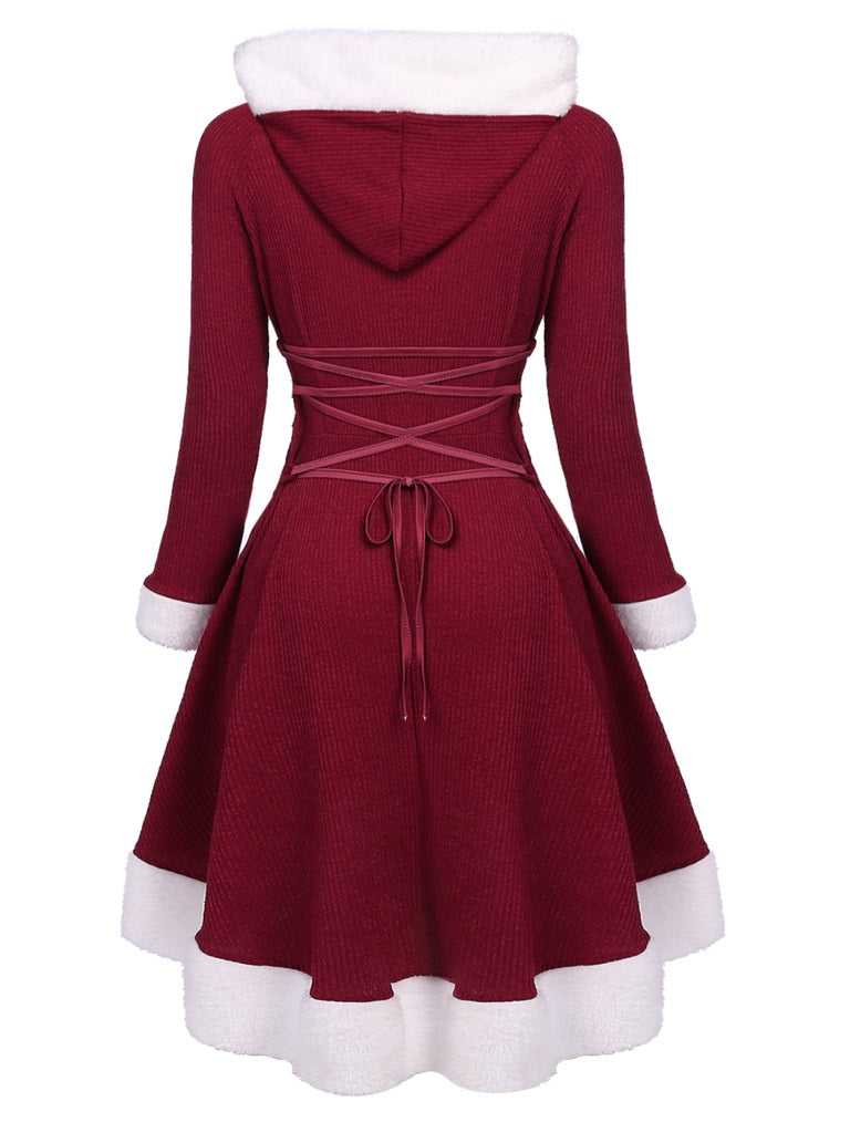 Robe de Noël Vintage Année 50 Avec Chapeau Vert Pin Up