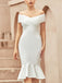 Robe de Soiréé Blanc Ceremonie Mariage Vintage Aux Épaules Dénudées à Volants