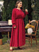 Robe rouge grande taille à manches évêque à pois des années 1950