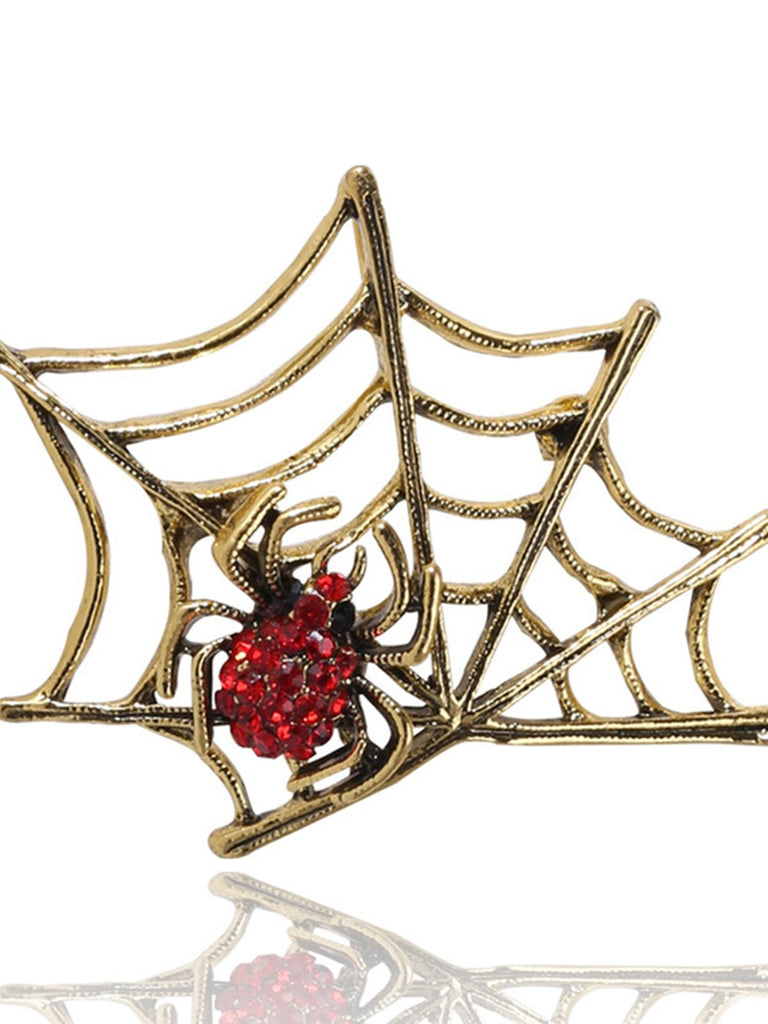 Broche Toile d'Araigné Or Vintage Accessoire Halloween Toussaint