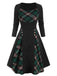 Robe de Noël Noir Vintage Années 50 en Patchwork à Carreaux Chic et Classe