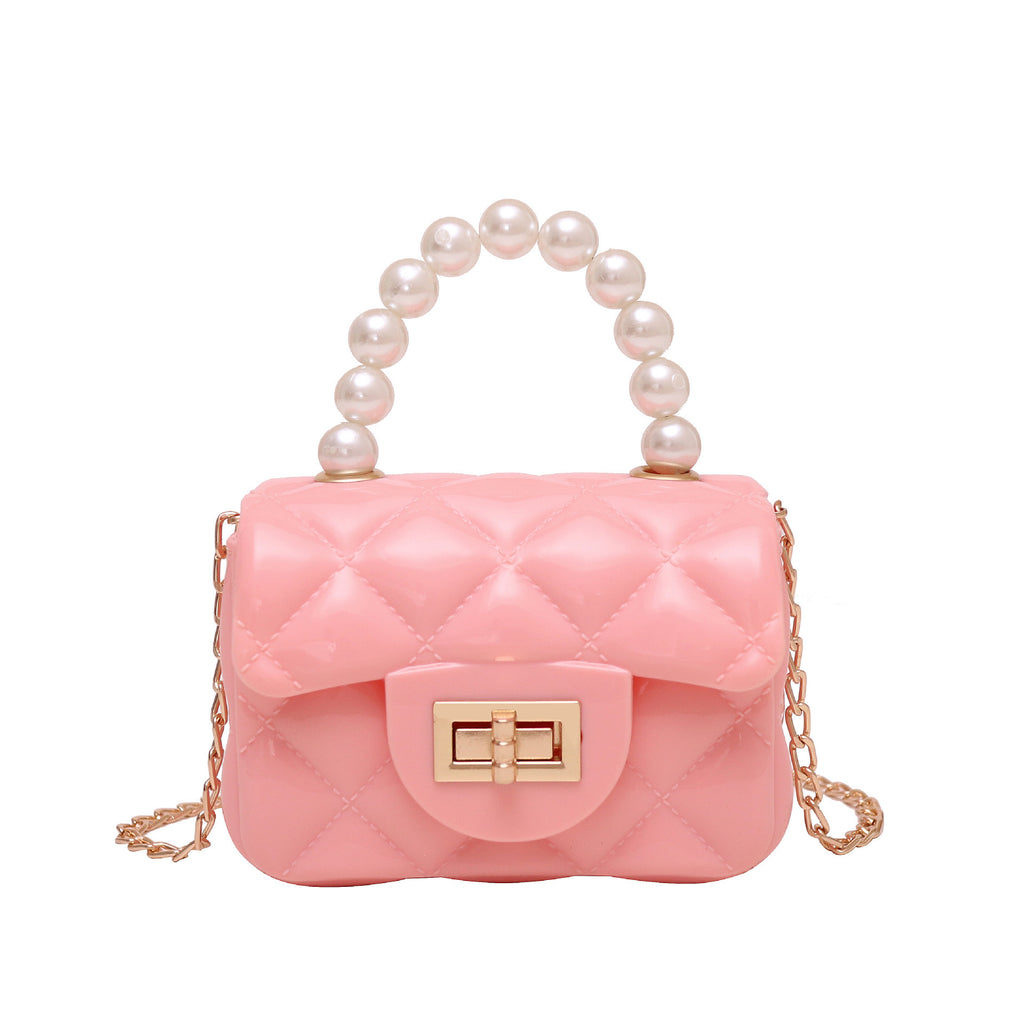 Sac à Main Rouge Vintage Carré avec Perles Chic