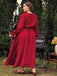 Robe rouge grande taille à manches évêque à pois des années 1950