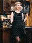 Robe Charleston Cocktail Vintage Année 20 à Franges Gatsby avec Ceinture Chic