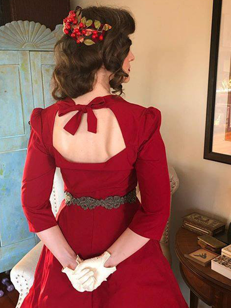 Robe Vintage Années 50 Unie à Manches 3/4 - Main Image