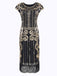 Robe Charleston Vintage Année 20 Gatsby Noire à Paillettes Soirée Cocktail