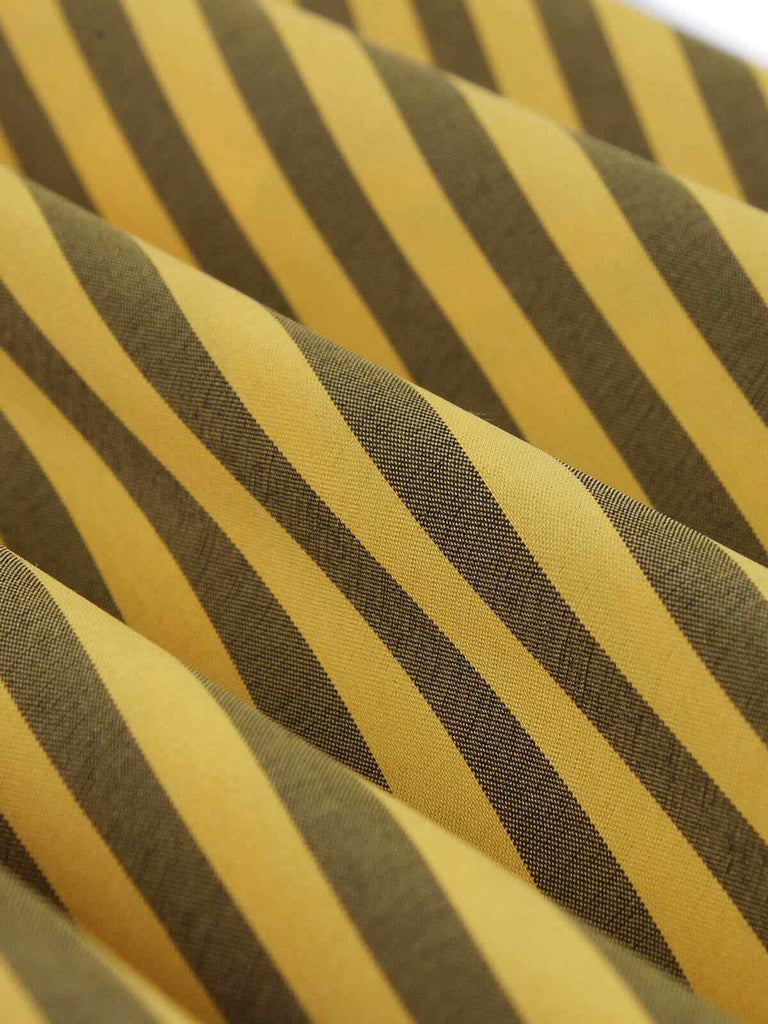 Robe trapèze jaune à rayures avec nœud des années 1950